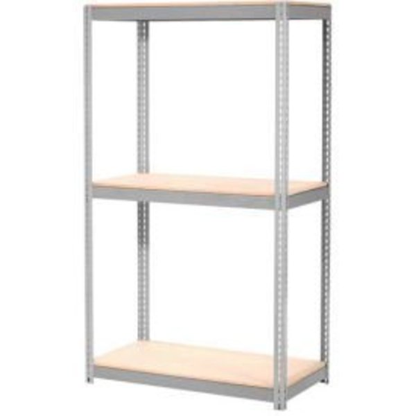 Global Equipment Expandable Starter Rack 48x12x84 3 Level Wood Deck 1500 lb. Cap Per Deck GRY 716371